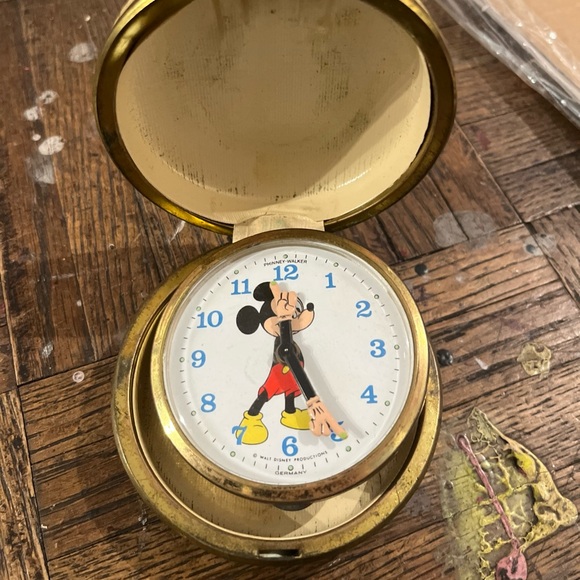 Vintage Mickey Mouse WALT DISNEY TRAVEL ALARM CLOCKMADE IN GERMANY